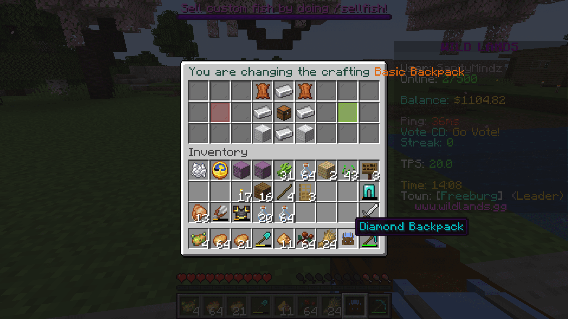 Diamond Backpack Crafting Recipe